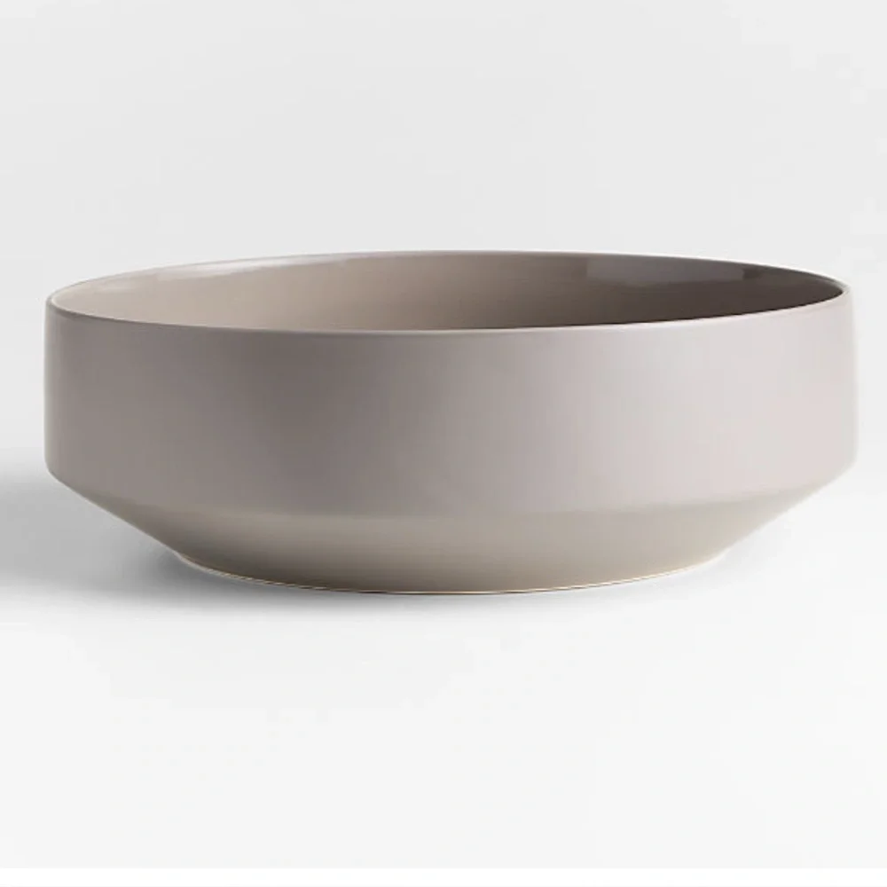 New! Crate&Barrel Porcelain Serving Bowl in Taupe 12”